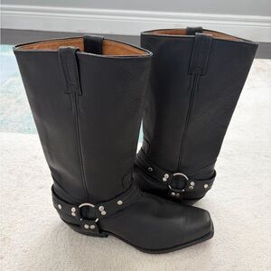 Black Leather Boulet motorcycle boots